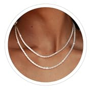 Maynor 2 Stück Halskette Damen Silber 925 Silberkette Damen 925 ohne Anhänger Sterling Silber für Stapelbar Hängend Anhänger Kette Frauen Schmuck 38CM/42CM