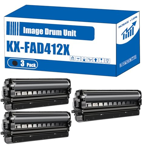 Compatible for Panasonic KX-FAD412X Image Drum Unit KX-MB2000 KX-MB2010 KX-MB2025 KX-MB2030 Printers, High Yield 10000 Pages, Accurate Imaging Rich Colors (3 Pack Black)