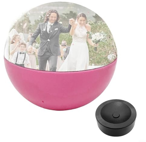 Sfera video WiFi personalizzata da 7 cm con illuminazione a LED per occasioni speciali come matrimoni, Natale, compleanno e anniversario, elegante display decorativo (rosa)
