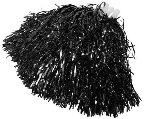 BESPORTBLE Pompons de Cheerleading Noirs Lot de 10 en Pet et ABS Poignées pour Événements Sportifs et Spectacles de Danse