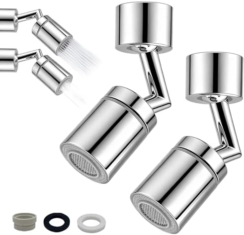 FINELYCR 2 Pezzi Prolunga Rubinetto Cucina con 2 Modalità di Spruzzo D'acqua, Rotazione di 720° Rompigetto Rubinetto Cucina, Universale Prolunghe Girevoli per Rubinetti Argento, per Bagno, Cucina, WC