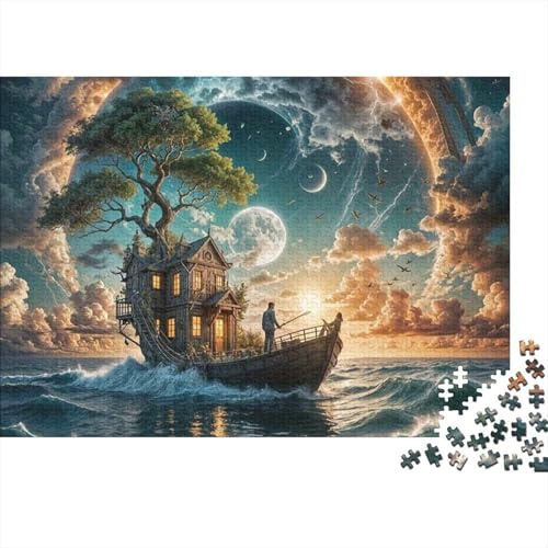 Fantasy Boat House 1000pcs Recycled Cardboard Jigsaw Adult Wave Boat Tree House Educational Game Decompression Tool Great Gift Idea Puzzle Enthusiasts