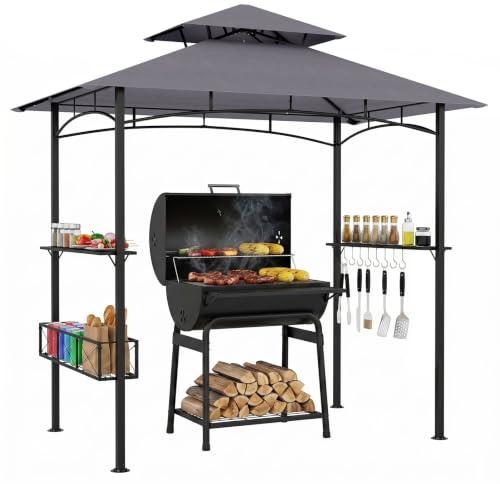 COSTWAY Cenador Barbacoa, 245 x 149 cm, Carpa de Barbacoa Techo Doble