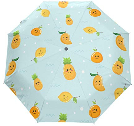 Tropical Mignon Jaune Fruits Mangue Parapluie Pliant Automatique Coupe-Vent Ultra-léger Voyage Incassable Parapluies pour Homme Femme