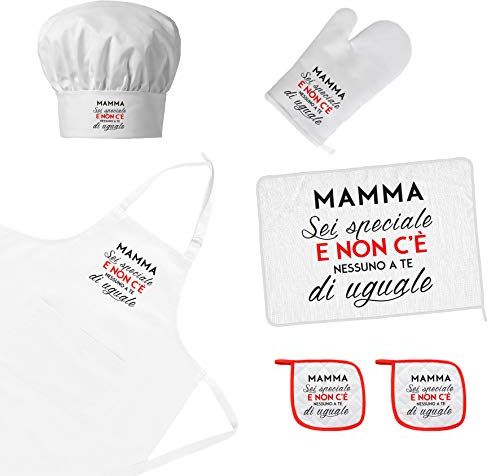 My Custom Style Grembiule+strofinaccio+2 presine+Cappello Chef+guantone#Mamma 2#