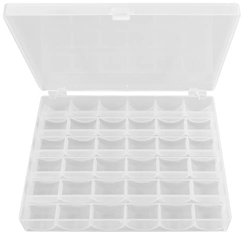 TRIXES Custodia in plastica a 36 scomparti per bobine e accessori artigianali, organizer per aghi, adesivi, spille, filo da ricamo, tessuto e filo da cucito