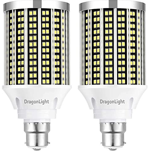 DragonLight 30W Super Bright LED Corn Light Bulbs(250 Watt Equivalent) - B22 Bayonet Cap LED Bulbs - 6000K Daylight 3600 Lumens for Large Area Lighting [Twin Value Pack]