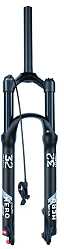 HSQMA 26/27.5/29 Zoll Fahrrad Federgabel Federweg 140mm MTB Luftgabel Zugstufe Einstellen 1-1/8'' Gerade Vorderradgabel QR 9x100mm (Color : Black Remote, Size : 26inch)