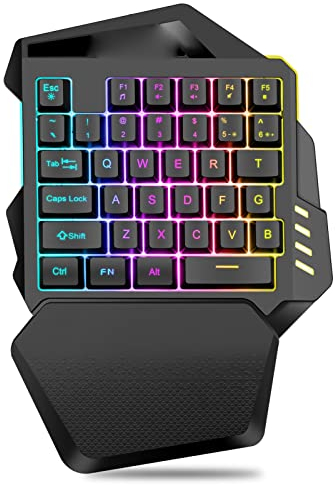 VBESTLIFE One Handed RGB Gaming Keyboard, Type C 2.4G Wireless 35 Keys Single Handed Keyboard, Mini Gaming Keypad, for PC Gamer