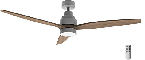 Cecotec Ventilateur De Plafond Energysilence Aero 5300 White & Wood Design. 30W, Diamètre 52”, 3 Lames, Moteur DC, Lumière LED, Télécommande, Minuterie et Mode d'Hiver-Été