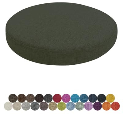 Lsjoaw Rund Sitzkissen Stuhlkissen 30 X 30 X 3CM(1 Pieces) Leinen Sitzpolster Abnehmbares Memory Schaum Runde Sitzauflage für Stuhl Bank Hocker Haus Küche Esszimmer Garten Büro,Dunkelgrau