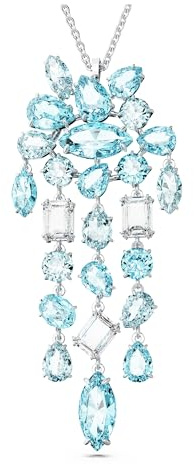 Swarovski Gema Anhänger, Weiße und Rhodinierte Damenhalskette mit Zartem Blumenmotiv Strahlenden SwarovskI Kristallen