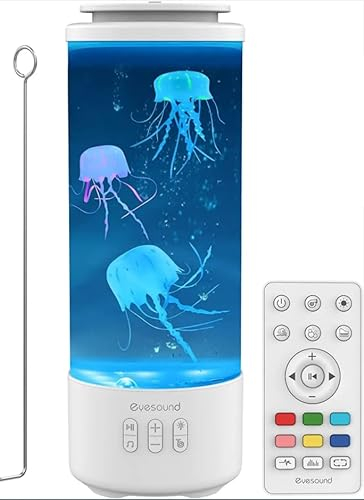 Quallen Lampe,7 Farbwechsel-Modi LED Kinder Aquarium Nachtlicht,Bluetooth-Lautsprecher StimmungslampeLampe mit 4 Lichtmodi Stimmungslicht für Zuhause Büro Dekor,Geschenk für Erwachsene Kinder (Weiß)
