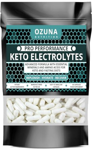 Pro Performance Keto Electrolytes Supplement with Amino Acids - Rapid Rehydration & Recovery Formula - Electrolyte Hydration Supplements with Salt, Magnesium, Calcium, Potassium - 60 Capsules