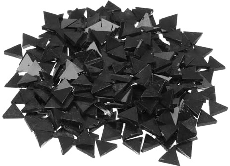 QUARKZMAN 200g Glasmosaik Dreieck 14mm Schwarz Glasmosaik Fliesen Großhandel für Bastelprojekte DIY Handarbeit