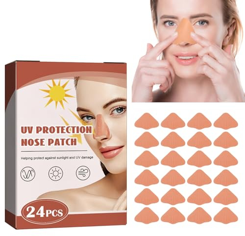 24 Stück Sonnen Nasenpflaster, UV Nasenschutz Outdoor, Nasenpflaster Outdoor, Sonnenschutz-Nase, Nase Sonnenschutz, Nasenschutz, Nasensonnenschutz für Männer Frauen Sport Bräunung Outdoor, Beige