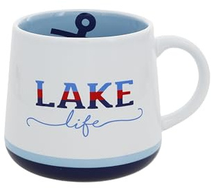 Pavilion Gift Company - Lake Life - Anchor - 18 oz Waterfront Cottage Tea Cup Coffee Mug Lifestyle Adventure Outdoorsy Cottage Drinkware