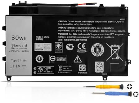 K KYUER 30Wh 271J9 Laptop Batería para DELL Latitude 13 7000 7350 Series 13.3-Inch 2-in-1 Detachable Convertible Ultrabook Laptop/Tablet GVY32 Core M-5Y71 0271J9 GWV47 0GWV47 MN791 0MN791 YX81V 3WKT0