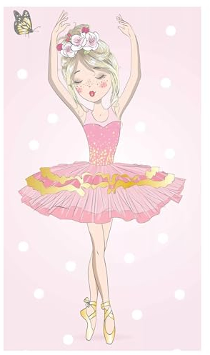 damaloo Ballerina Kinder Handtuch 70x140cm aus Baumwolle – Badetuch groß mit Primaballerina Motiv für Mädchen, Jungen & Erwachsene - XXL Duschtuch mit Balletttänzerin – Duschhandtuch 70x140 cm