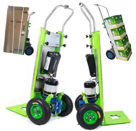 CRBUDY Elektrischer Treppensteigerwagen, 800 W starker Sackkarren, arbeitssparender Sackkarren mit steckbarer Lithiumbatterie, 220 kg Tragkraft, stufenlose Geschwindigkeitsregelung, Trepp