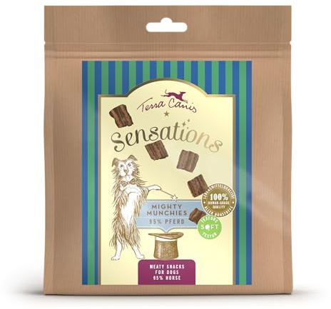 Terra Canis Sensations – Mighty Munchies 90 g I mjuk konsistens och särskilt smakrik I Premium Snack för hundar i 100 % livsmedelskvalitet Alla råvaror I spannmålsfri och glutenfri (häst)
