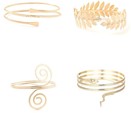 Tiyujonem 4-Piece Adjustable Gold Arm Cuff Set for Women, Elegant Jewelry for Daily Wear and Special Events