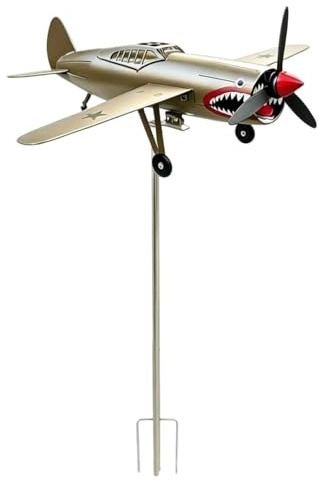 Girandole da Esterno,Decorazione Meteorologica Aereo Bocca di Squalo - Mulino A Con Da Caccia Militare - per Luglio Pilota Aviatore Appassionati di Aerei Veterani