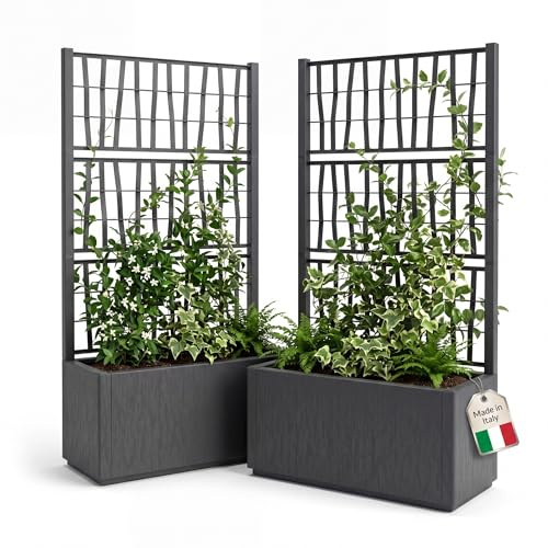 BigDean 2X Blumenkasten mit Rankgitter Pflanzkasten 80x36x 140 cm hoch