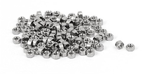 uxcell M1.6 x 1.5mm Nickel Plated Hexagon Hex Nuts Fasteners Silver Tone 100PCS