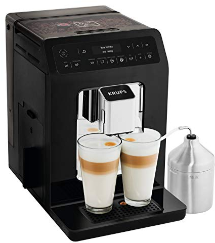 Krups Macchina da caffè completamente automatica EA8918 Evidence | display OLED Tecnologia Barista Quattro Force | 12 caffè | 3 varianti di tè | cappuccino one-touch | funzione 2 tazze | nero