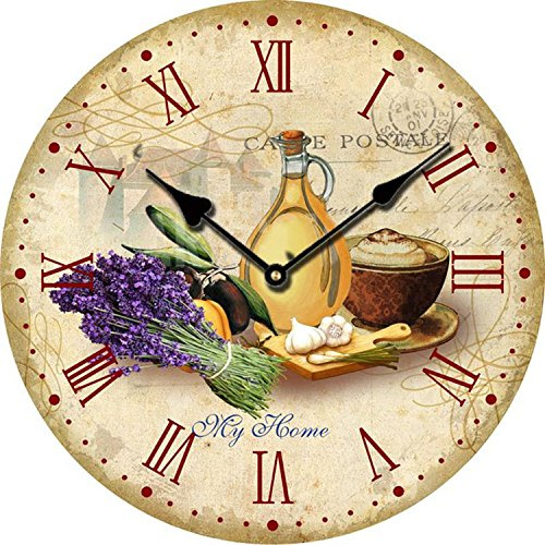 YOAI Wanduhr küchenuhr Vintage Shabby CHIC Antik Nostalgie Rustikale Quarzuhr aus MDF mit lautlosem Uhrwerk,12 Zoll/30CM Ø (Bunt) | Nostalgisches Antik-Design, Robuste MDF-Holz, Feuchtigkeitsbeständig, Gut lesbare , Perfekt für Wohnzimmer & Schlafzimmer