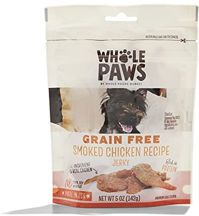 Whole Paws, Grain-Free Jerky Dog Treats, Smoked Chicken Recipe, 5 Ounce