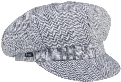 Lipodo Herringbone Balloon Cap Made in Italy Women Summer Linen Cotton Blue