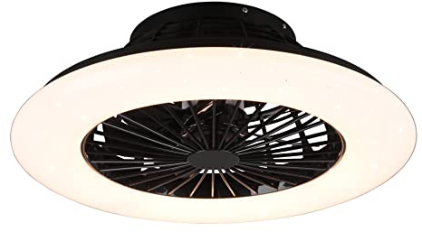 Reality Leuchten LED Deckenleuchten-Ventilator Stralsund R62522132, Kunststoff Schwarz/Weiß, inkl. 26 Watt LED, Ventilator 40 Watt