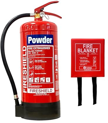 FireShield Home Fire Safety Kit | 6kg Dry Powder Fire Extinguisher & 1m x 1m Hard Case Fire Blanket | Home And Landlord Safety Pack Ideal For Kitchens, Flats, and Apartments