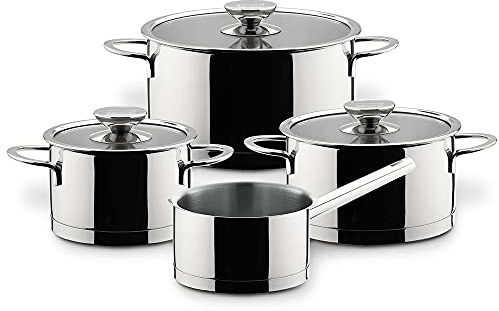 Berndes Milessima Topfset, 4-teilig, Töpfe aus Edelstahl, Induktion, Kochtopfset mit Deckel, für alle Herdarten geeignet