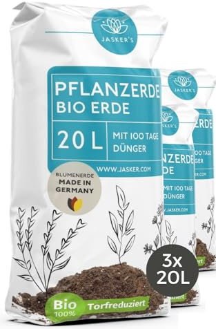 Bio Pflanzerde 60 L (3x20L) - Erde für Pflanzen, Bäume, Stauden & Sträucher mit 40% weniger Torf - Universalerde - Gartenerde - Erde Garten - Erde für Bäume, Stauden & Sträucher - Pflanzenerde