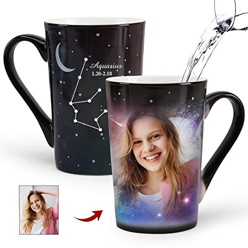 Individuelle magische Kaffeetasse, 340 ml, personalisierte Tasse, farbwechselnde Konstellationstasse, wärmeempfindliche Tasse, fügen Sie Ihr Foto oder Text hinzu