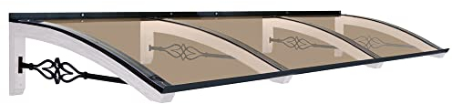 Vordach aus hölzern für den Außenbereich Farbe Weiss und grau, Bronziert kompakte Polycarbonatabdeckung, Modell Legno Stella, Haustür-Vordächer Größe 100 x 300 cm