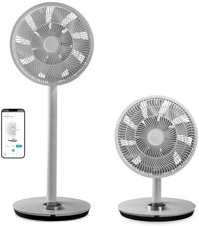 Duux Whisper Flex Smart standing fan | Control via remote control & smartphone | Height adjustable 51-88cm | Quiet fan with night mode and timer| Grey | DXCF19UK.
