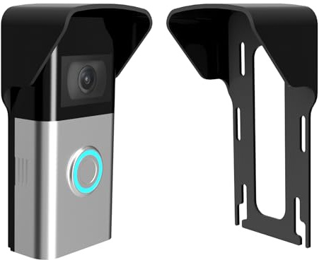 Mars Outpost No Drill Rain Cover for Battery Video Doorbell Pro Plus1,2,2nd Gen,3,3 Plus,4 Mounting Plate, Sturdy, Slim, Anti Glare and Height Adjustable Wireless Doorbell Weather Protector