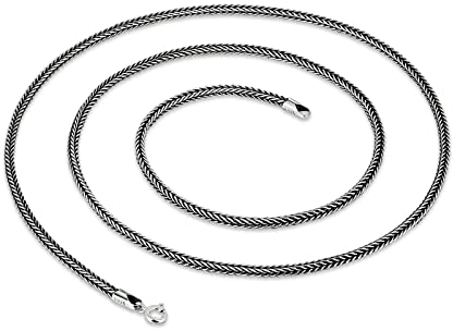 ANAZOZ Halskette Herren Silber 925 50 cm, Kette Ohne Anhänger Männer 1,5mm Breit Weizenkette Silber