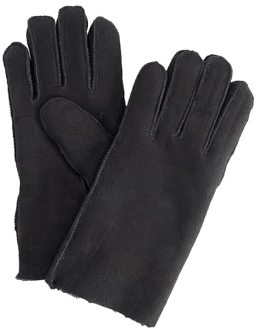 NF NITZSCHE fashion - Lammfell Handschuhe für Herren - 100% Lammfell - warm und kuschelig weich - Farben: braun und schwarz - Winter und Herbst - elegant (schwarz, 9)