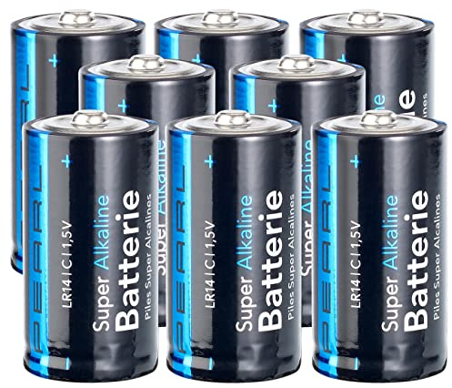 PEARL Batterie LR14: 8er-Set Super Alkaline Batterien Baby Typ C, 1,5 Volt (Babyzelle Typ C, Baby Batterien LR14, Fernbedienungen)