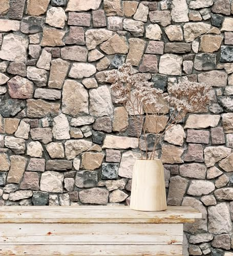 GAULAN 500453840 - Carta da parati effetto texture muro di pietra naturale rustica testurizzata per pareti soggiorno camera da letto corridoio sala da - Campione DIN A4