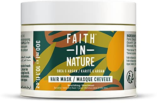 Faith in Nature Maschera per Capelli Naturale al Karité & Argan, Nutriente, Vegana e Non Testata su Animali, Senza SLS e Parabeni, Capelli Secchi e Molto Secchi, 300 ml