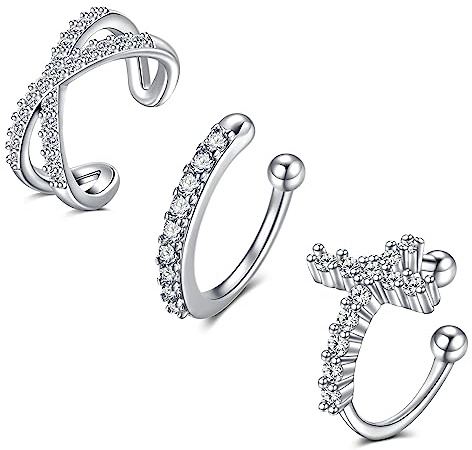 incaton Polsini per Orecchie in Acciaio Inossidabile Finti Orecchini Helix Cartilagine Clip On Avvolgenti Non-Perforanti Orecchini Regolabili Gioielli per il Corpo, Metallo