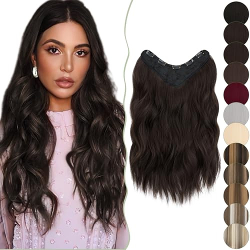 SEGO 45 cm Clip in Extensions 1 Teiliges SET 5 Clips U-FÖRMIG wie Echthaar Haarverlängerungen Haarteile Gewellt lockig günstig für Voller Kopf 160g Natualschwarz