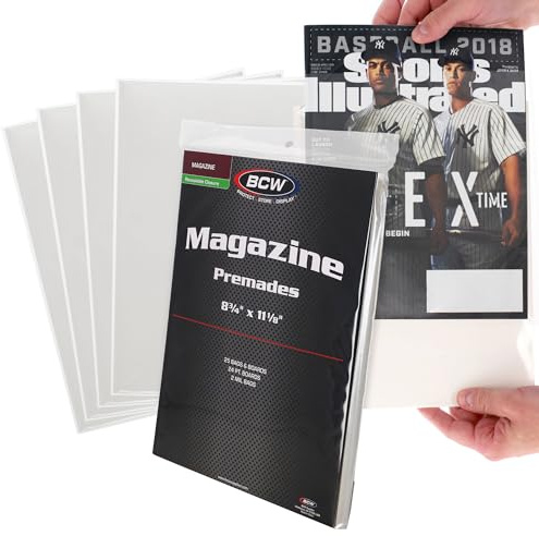 BCW Magazine Bags and Boards – (25 Pack) | Premade Resealable Magazine Protectors | Standard Size 8 ¾ x 11 ⅛ | Magazine Sleeves and Boards Pre-Loaded for Storage and Display