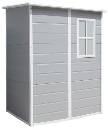 Panana Plastic Sheds Garden Storage Outdoor Shed House, Grey, 4x 4.66'(B), SLGJF3